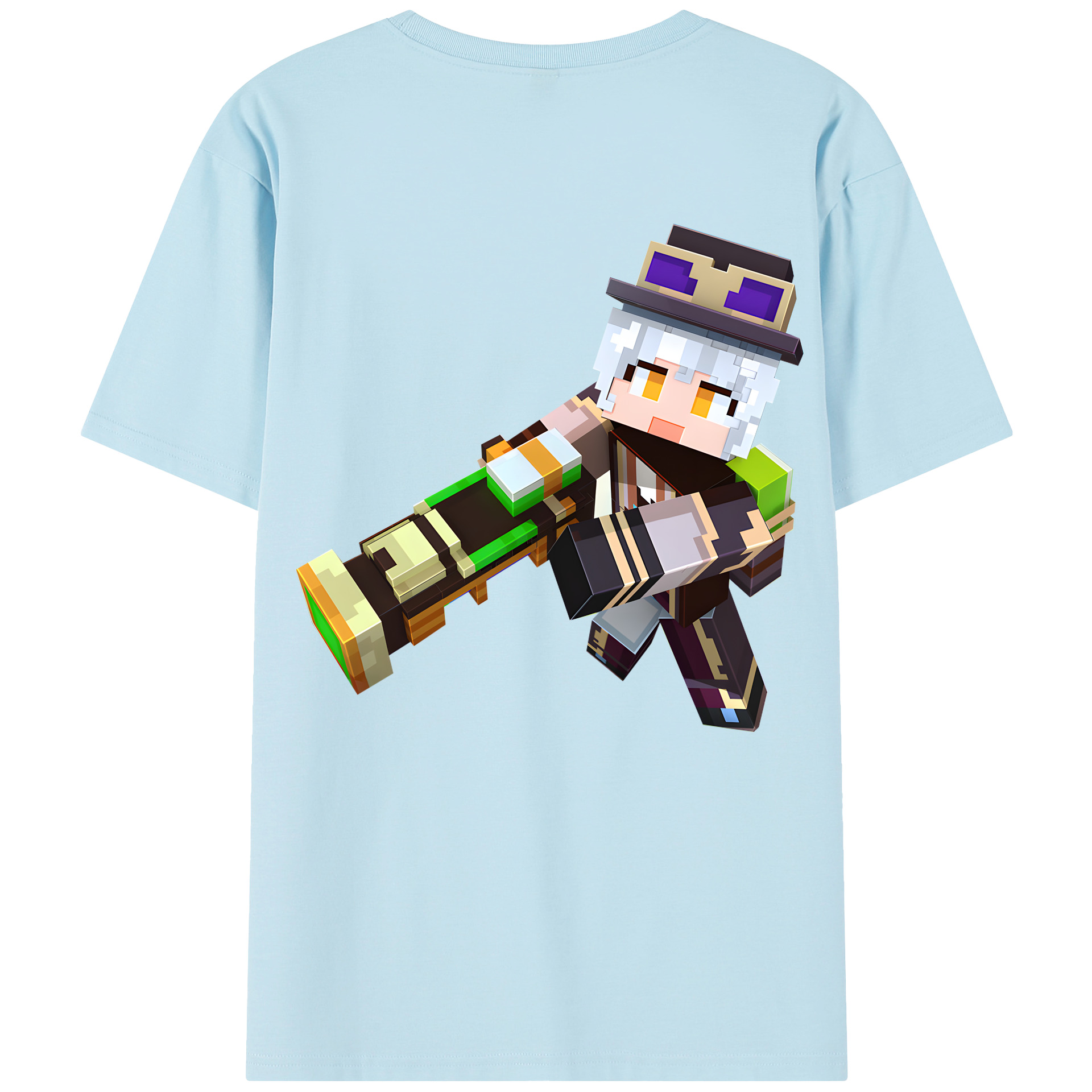（画像用） マインクラフト ブロックの世界 Minecraft MC Block world 綿100％半袖Tシャツ（背面プリント）